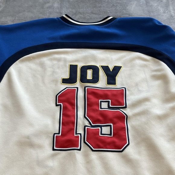 Pixar Shirt Mens Medium Blue Cream Riley Joy Hockey Jersey Inside Out Disney - Picture 4 of 11